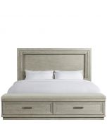 Riverside Furniture Cascade Dovetail Illuminated Panel Bed With Upholstered Storage Footboard