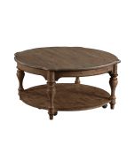 Kincaid Weatherford- Heather Bolton Round Cocktail Table in gray-brown