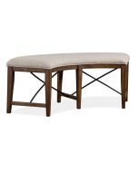 Magnussen Furniture Bay Creek Curved Bench with Upholstered Seat in Toasted Nutmeg