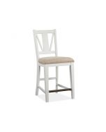 Magnussen Furniture Heron Cove Counter Chair with Upholstered Seat in Chalk White