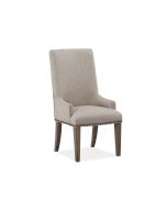 Magnussen Furniture Tinley Park Dining Host Side Chair with Upholstered Seat and Back in Dove Tail Grey