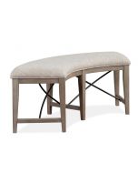 Magnussen Furniture Paxton Place Curved Bench with Upholstered Seat in Dovetail Grey