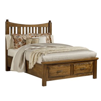 Artisan & Post Maple Road Queen Slat Poster Bed with Storage Footboard in Antique Amish