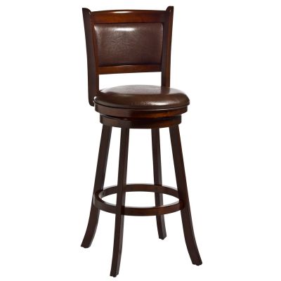 Dennery Swivel Bar Height Stool in Cherry and Brown