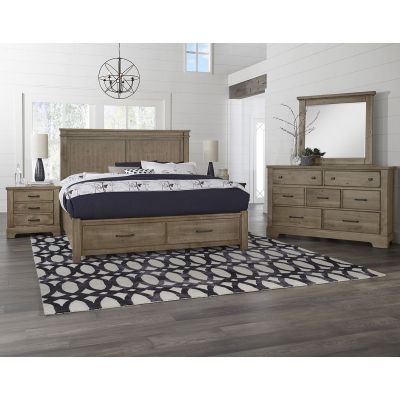 Artisan & Post Cool Rustic Mansion Bed with Storage Footboard Bedroom Set