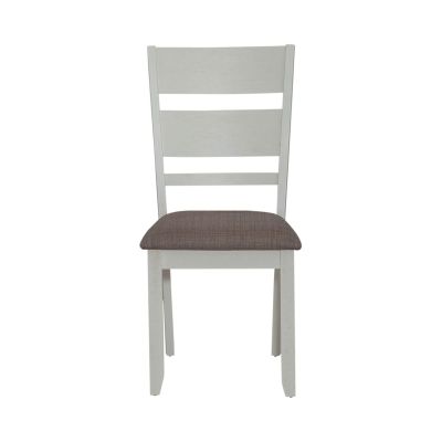 Liberty Furniture Brook Bay Slat Back Uph Side Chair in Textured White