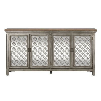 Liberty Furniture Westridge Four Door Accent Cabinet in Wire Brushed Gray