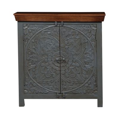 Liberty Furniture Sahana Two Door Accent Cabinet in Warm Nutmeg w/ Teal