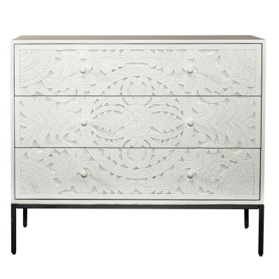 Liberty Furniture Woodlyn 3 Drawer Accent Cabinet in Weathered White