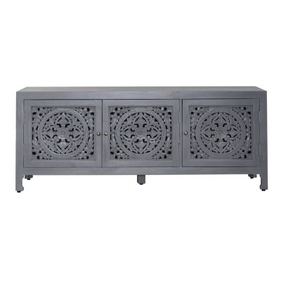 Liberty Furniture Marisol 65 Inch 3 Door Accent TV Stand in Soft Wash Gray