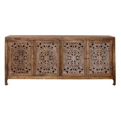 Liberty Furniture Marisol 74 Inch 4 Door Accent TV Stand in Weathered Honey