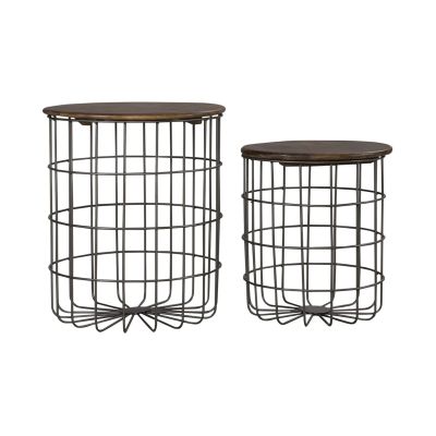 Liberty Furniture Costello Nesting Caged Accent Tables in in Chestnut