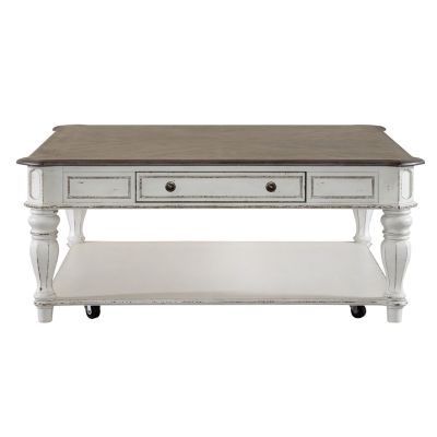 Liberty Furniture Magnolia Manor Oversized Square Cocktail Table in White