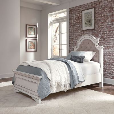 Liberty Furniture Magnolia Manor Kids Upholstered Twin Bed in Antique White