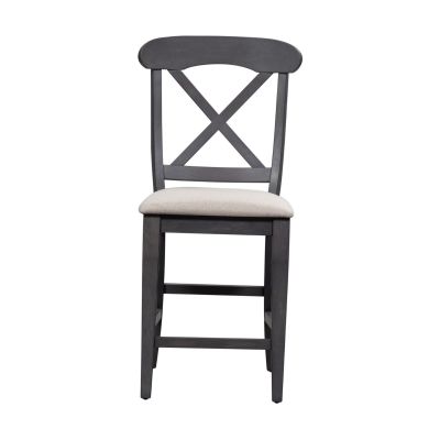 Liberty Furniture Ocean Isle Upholstered x Back Counter Chair in Gray
