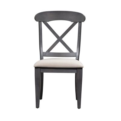 Liberty Furniture Ocean Isle Upholstered x Back Side Chair in  Gray