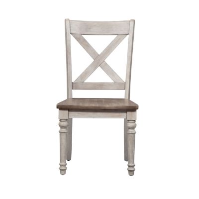 Liberty Furniture Cottage Lane X Back Wood Seat Side Chair in White