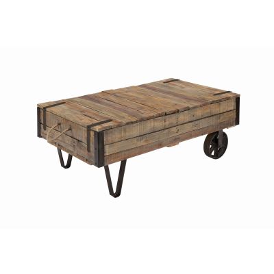 Kinciad Modern Classics Industrial Cart Cocktail Table in brown