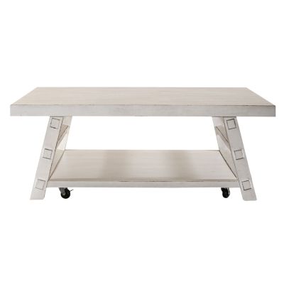 Liberty Furniture Modern Farmhouse Oversized Square Cocktail Table in White