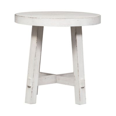 Liberty Furniture Modern Farmhouse Splayed Leg Round End Table in White