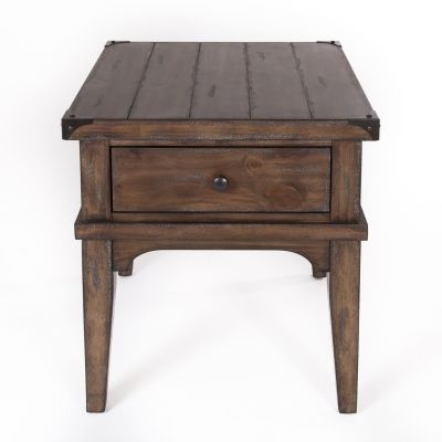 Liberty Furniture Aspen Skies End Table in Weathered Brown with Gray