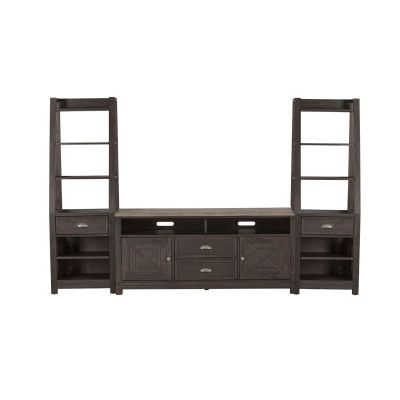 Liberty Furniture Heatherbrook Entertainment Center With Piers in Gray