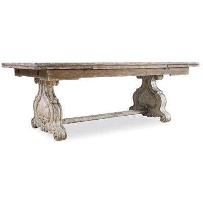 Hooker Chatelet Refectory Rectangle Trestle Dining Table with Two 22'' Leaves in Light Wood