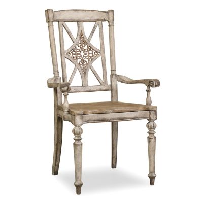 Hooker Chatelet Fretback Arm Chair in Light Wood