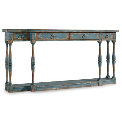 Hooker Sanctuary Four-Drawer Thin Console in Azure Blue