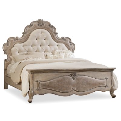 Hooker Chatelet King Upholstered Panel Bed in Light Wood