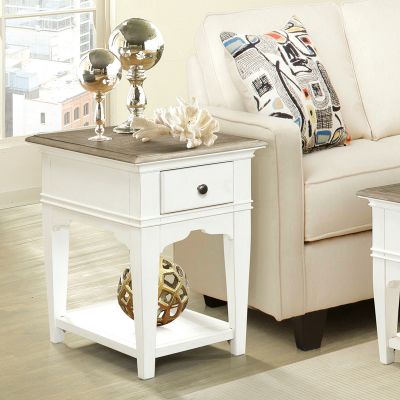 Myra Chairside Table in Natural and Paperwhite Oakland