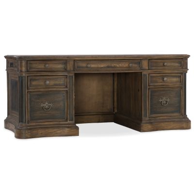 Hooker Hill Country St. Hedwig Executive Desk in Saddle Brown