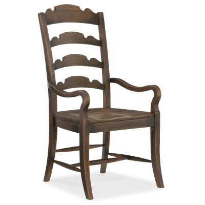 Hooker Hill Country Twin Sisters Ladderback Arm Chair in Saddle Brown