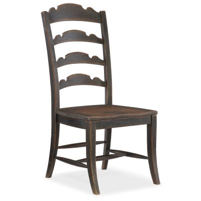 Hooker Hill Country Twin Sisters Ladderback Side Chair in Anthracite Black