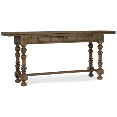 Hooker Hill Country Bluewind Flip-Top Console Table in Saddle Brown