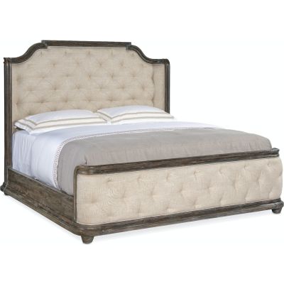 Hooker Traditions California King Uph Panel Bed in Dark Wood