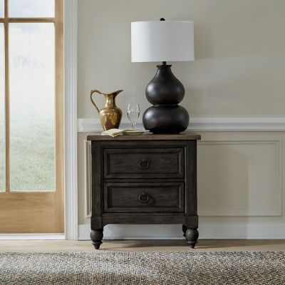 Liberty Furniture Americana Farmhouse Two Drawer Night Stand in Black