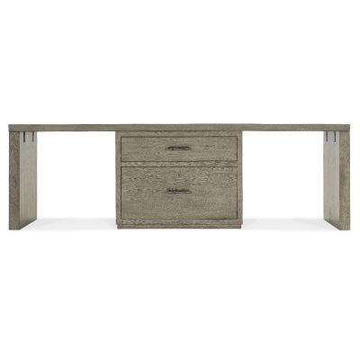 Hooker Linville Falls Desk - 96in Top-Lateral File and 2 Legs in Medium Wood