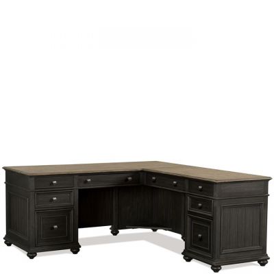 Riverside Furniture Regency Antique Oak Matte  Black L - Desk And Return