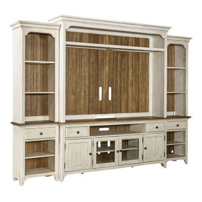 Liberty Furniture Farmhouse Reimagined Entertainment Center with Piers in White