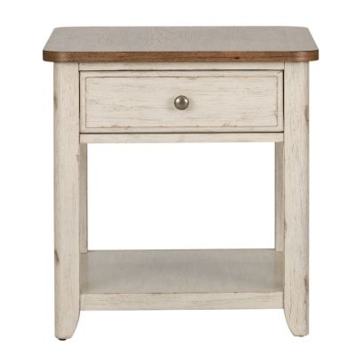 Liberty Furniture Farmhouse Reimagined End Table with Basket in White