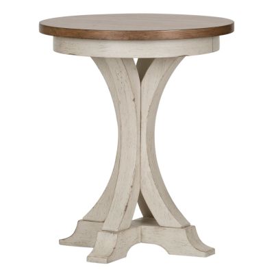 Liberty Furniture Farmhouse Reimagined Round Chair Side Table in White