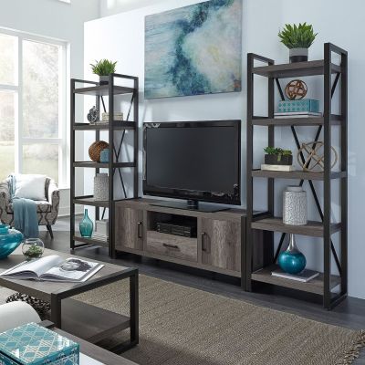 Liberty Furniture Tanners Creek Entertainment Center with Piers in Gray