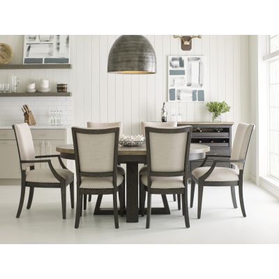Kincaid Plank Road 50 Inch Extendable Button Round Dining Room Set in Charcoal