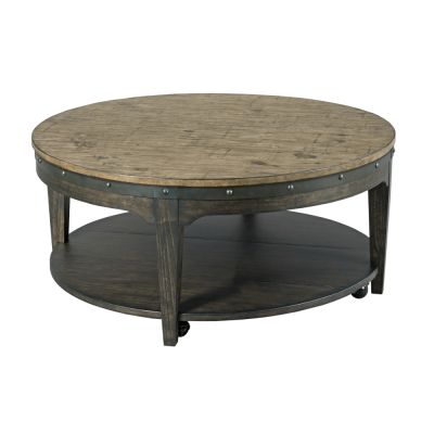 Kincaid Plank Road Artisans Round Cocktail Table in Charcoal Finish
