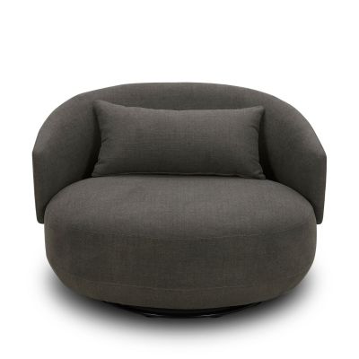 Liberty Furniture Haley Uph Swivel Cuddler Chair in Charcoal