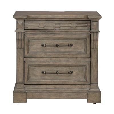 Liberty Furniture Town & Country Three Drawer Nightstand w/ Charging Station in Dusty Taupe