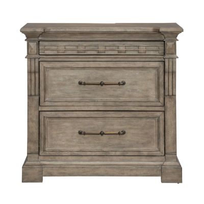 Liberty Furniture Town & Country Bedside Chest w/ Charging Station in Dusty Taupe