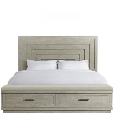 Riverside Furniture Cascade Dovetail Queen Panel Bed With Upholstered Storage Footboard