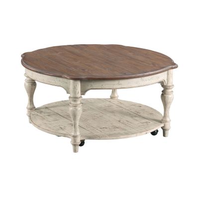 Kincaid Weatherford- Cornsilk Bolton Round Cocktail Table in white